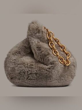 Donna Karan Lawerence Faux Fur Wristlet. Cloud.